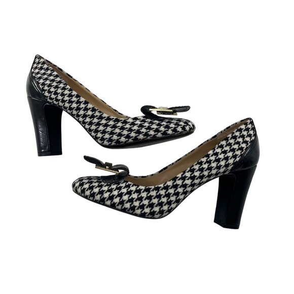 Tahari Women's Houndstooth High Heel Pumps Size 9 Block Heel Rockabilly - Picture 1 of 6